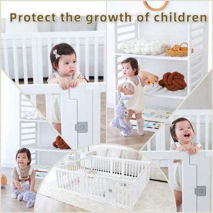 Gupamiga Playpen Baby Playard Portable Baby Fence Play Area Indoor Outdoor Kids Activity Center Playpen Playground Hoop for Indoor and Outdoor Use (12 Panels)