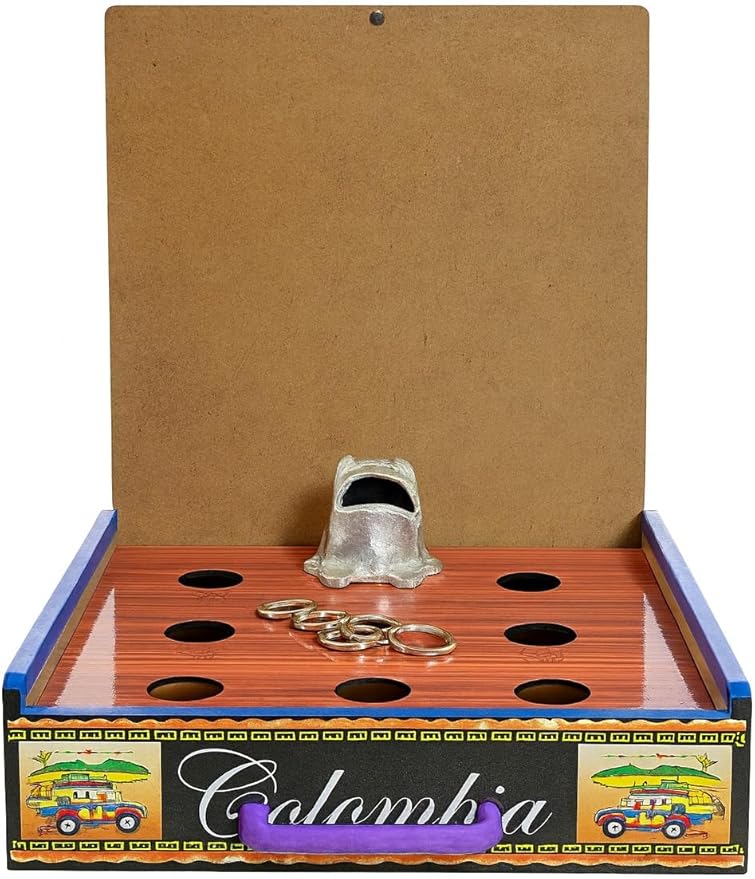 2-in-1 Traditional Colombian Board Game – Sapo (Frog Toss) &amp Parqués Portable Set with Dice and Pawns – Adult Social Game