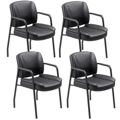 Shahoo PU Leather Reception Chair with Thick Padding, Sturdy Waiting Room Guest Chair for Office Lobby Conference Salon Study Room, Black 2 Pack