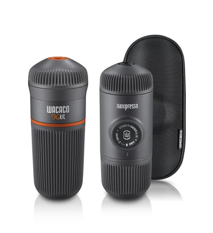 WACACO Nanopresso with Protective Case & DG Capsule Kit Bundle - Portable Espresso Maker for Ground Coffee and DG Capsules