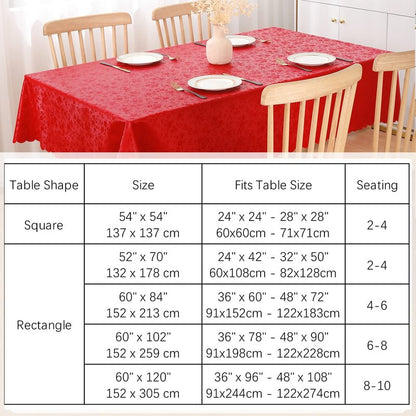 Smiry Rectangle Table Cloth, Waterproof Heavy Duty Vinyl Tablecloths, Wipeable Washable Table Cover for Kitchen and Dining Room (Red, 52" X 70")