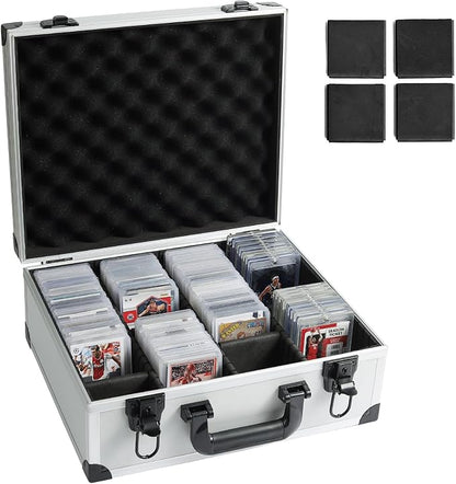 Toploaders Storage Box for 3 x 4 35pt Rigid Cards Trading &amp Sports Cards Graded &amp Rating Cards with 7 DIY Sponge Partitions (Holds 600+ Toploaders M600-Silver)
