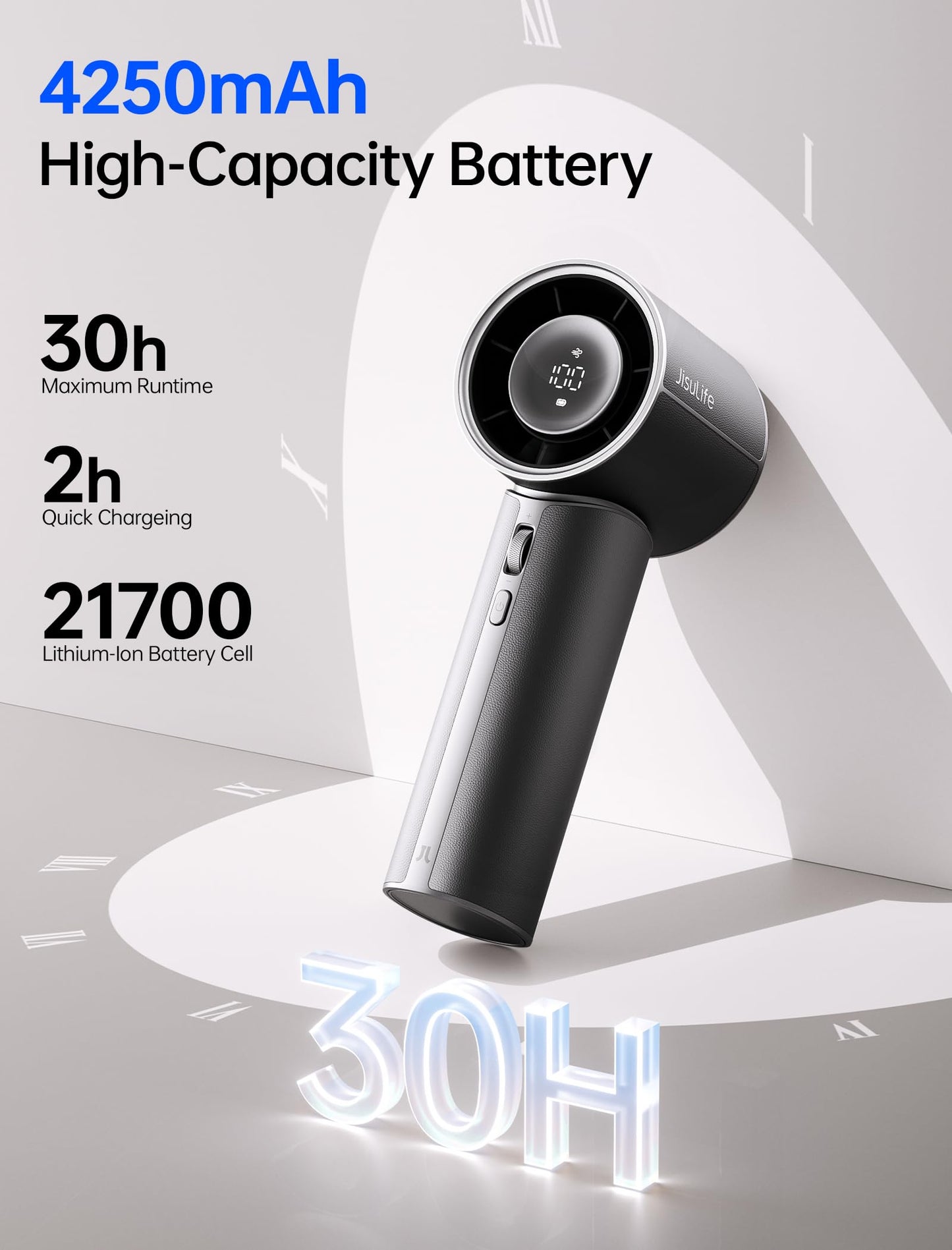 JISULIFE 3 IN 1 Mini Portable Fan & Handheld Fan Pro1 Mini, Elite PU Leather, 30 Hour Cooling Power