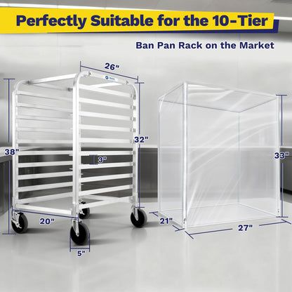 BIEAMA 10-Tier Sheet Pan Rack with Cover, NSF Bun Pan Rack, Aluminum Bakery Rack, Home Commercial Kitchen Bakery Cooling, 4 Wheels