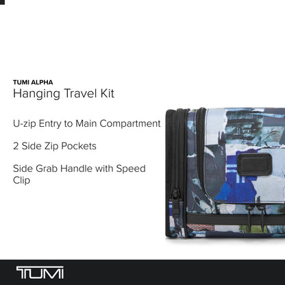 TUMI - Alpha Hanging Travel Kit - Toiletries and Cosmetics Organizer - Travel Essentials Bag with Hooks & Pockets - Black with Red Accents