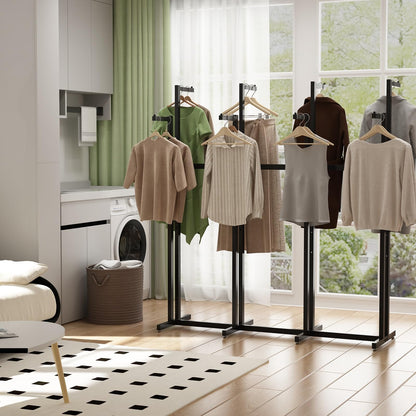 Metal Clothing Rack, 8 Arms Clothes Display Racks with Wheels, Adjustable Floor Standing Garment Rack From 46.85" to 64", Portable Retail Display Stand for Boutique Stores (Black, 8 Arm/68.5in)