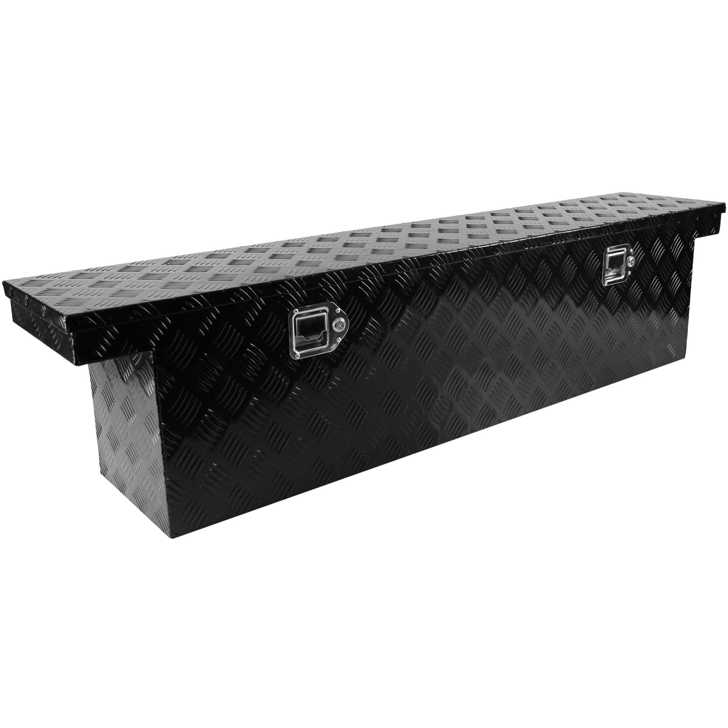 SPOFLYINN 60 Inch Heavy Duty Aluminum Stripes Plated Tool Box Waterproof Storage Toolbox with Lock for RV ATV Trailer Truck 60.2 inches