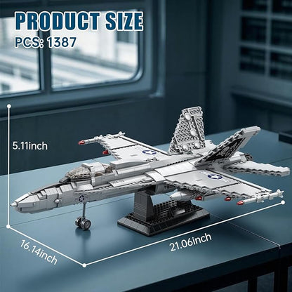 Reobrix F-18 Fighter Jet Building Sets for Adults Military Hornet Fighter Display Model 33022 Technical Military Plane Collectible Set Toys Gifts for Aviation Fans Adults (1387 PCS)