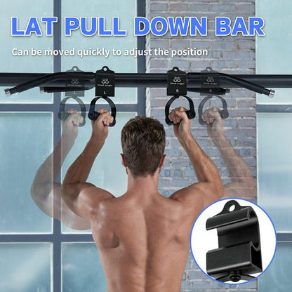 HXD-ERGO Rotating Pull-Up Handles-Ergonomic Exercise Handle for LAT Pulldown Attachments/Seated Rows/Barbell Handles -Quick Attachment to Bar for Strength Training Workout(Black)