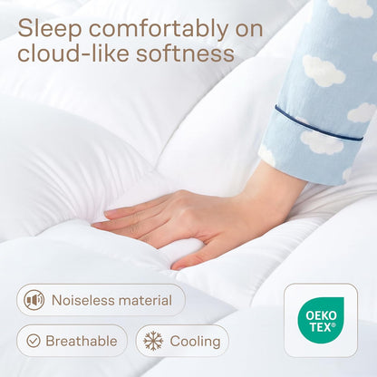 Skiennix Ultra Soft Queen Mattress Topper - Cloud-Like Comfort & Breathable Cooling for Hot Sleepers - White