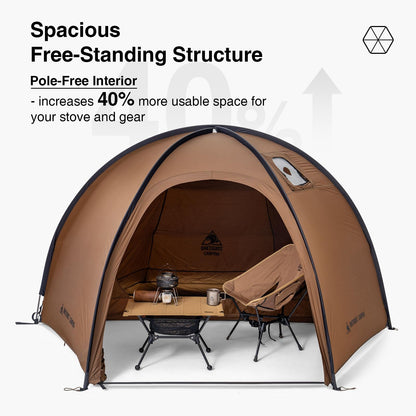 OneTigris Coco-NEST Solo Hot Tent with Stove Jack, 3000mm Waterproof Windproof Free-Standing Dome Tent with Mesh Inner