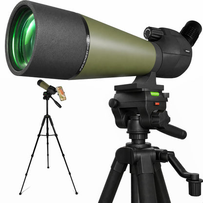 NWDEY Spotting Scope 25-75x80, BAK4 Prism FMC Optics, Waterproof Spotting Scope with Upgraded Tripod, Phone Adapter and Carrying Case for Bird Watching, Target Shooting, Wildlife Viewing