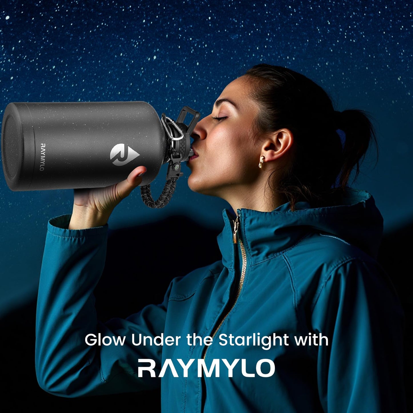 RAYMYLO One Gallon Water Bottle Insulated (Magic Black) + 128oz Insulated Water Bottle (Black Speckled)