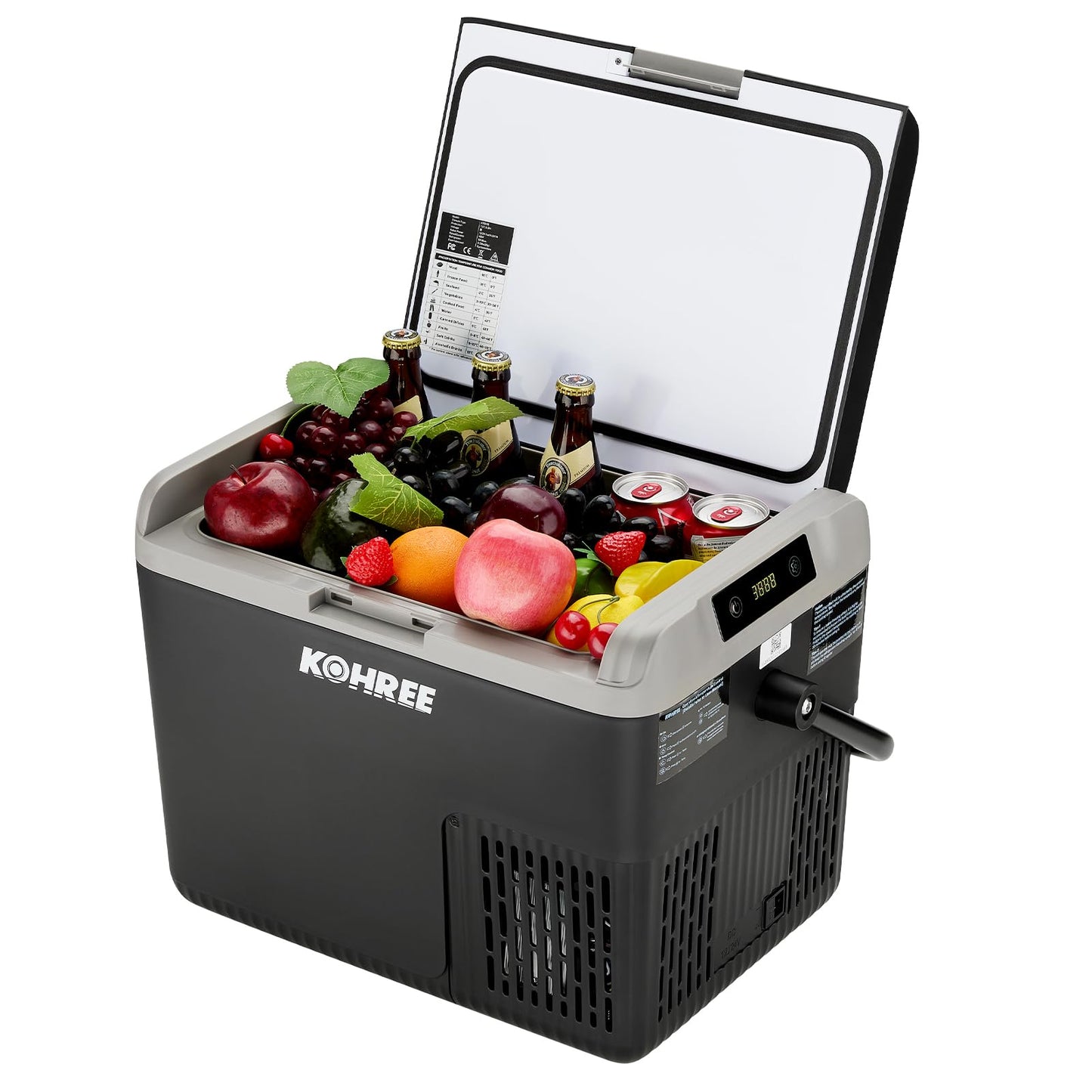 Kohree 12 Volt Car Refrigerator, 19QT(18L) Car Fridge with Large Handle, -4℉~68℉ 12V Electric Cooler 12/24V DC 12/24V DC, 110-240V AC Compressor Portable Freezer for Camping Road Trips Travel