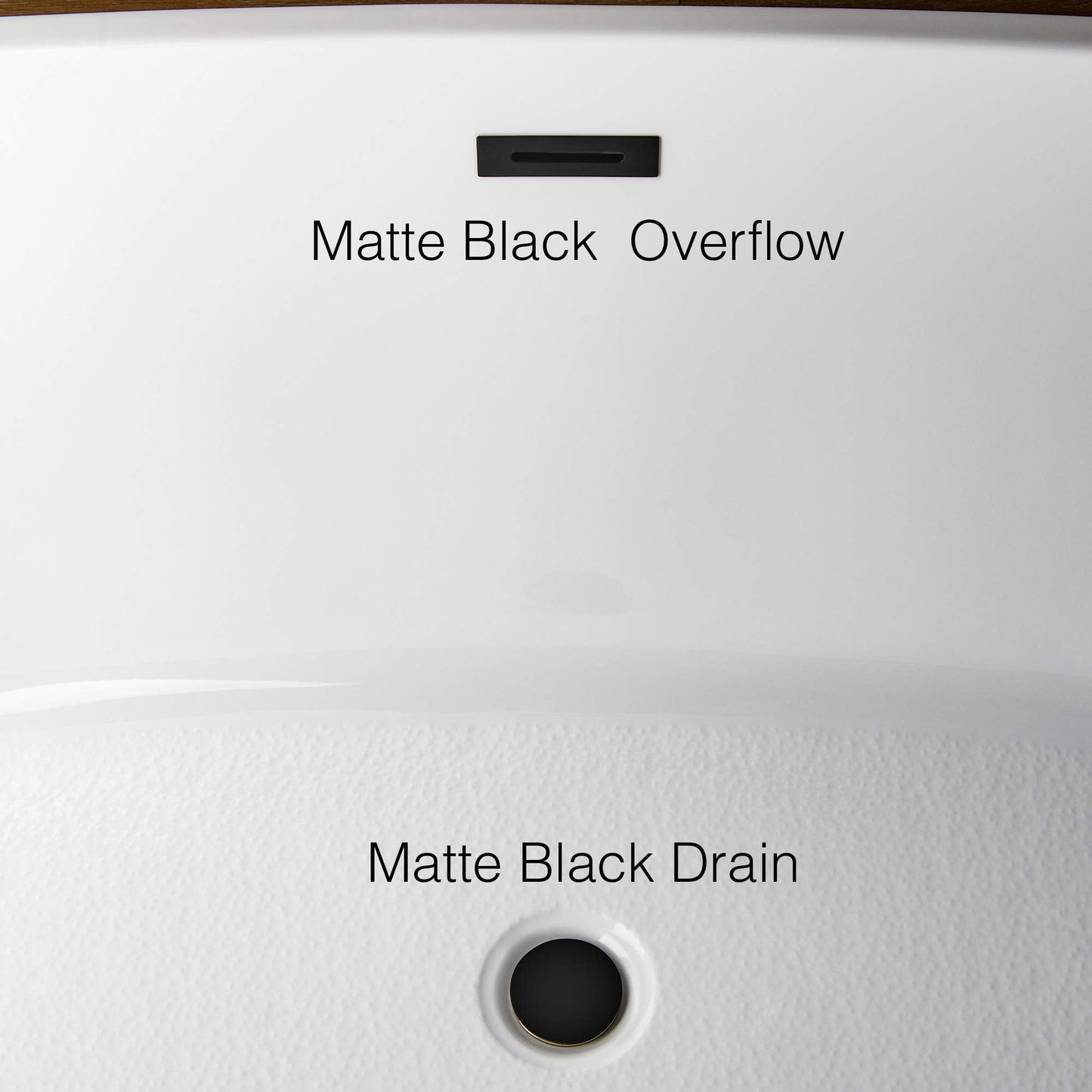WOODBRIDGE 67" Freestanding Acylic Soaking Bathtub with White, Drain and Overflow inMatte, BTA1513-MB-Drain &O+ Pillow, Matte Black