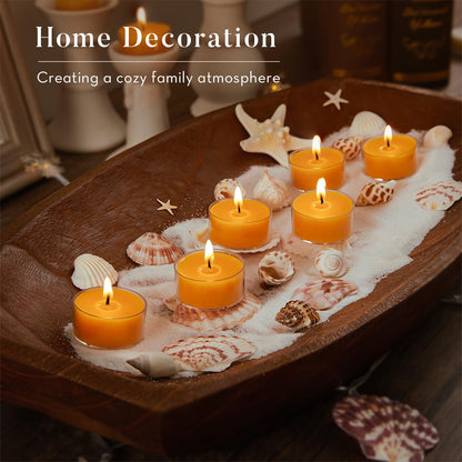 Ashlux Unscented Beeswax Tea Lights Candles 20 Pack, 4 Hours Long Burning Handmade Yellow Tealight Candles, Clear Cup Smokeless Beeswax Candles for Wedding, Christmas Lights, Centerpiece & Home Decor