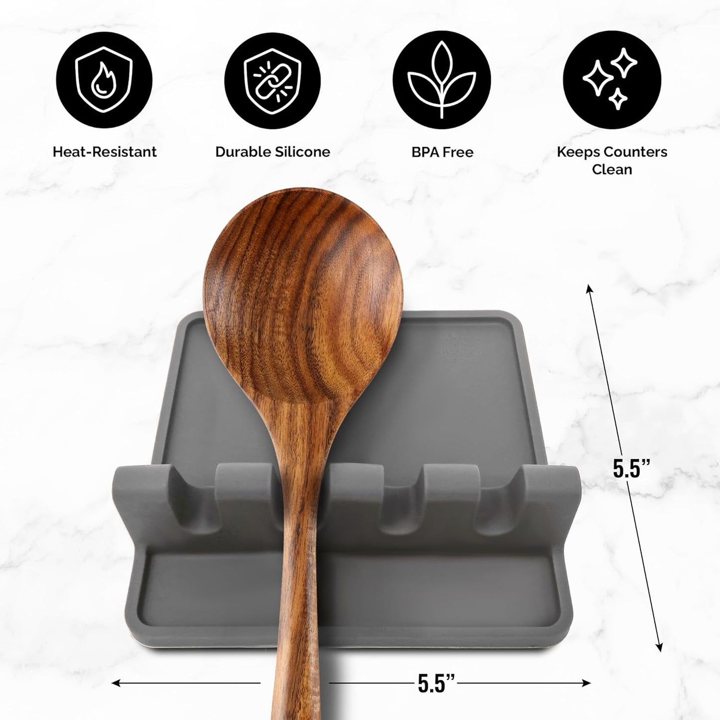 Zulay Kitchen Spoon Rest - High Heat-Resistant Silicone Drip Pad | BPA-Free Utensil Holder for Cooking