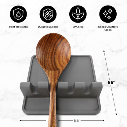 Zulay Kitchen Spoon Rest - High Heat-Resistant Silicone Drip Pad | BPA-Free Utensil Holder for Cooking