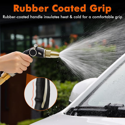 RESTMO High Pressure Hose Nozzle - Heavy Duty Brass Head | Adjustable Thumb Flow Control, 4 Spray Patterns