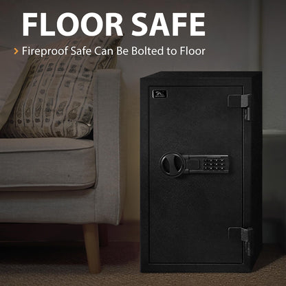 TIGERKING Fireproof Safe for Home Office, 3.47 Cu Ft Heavy Steel Security Safe with 30-Min Fire Protection at 1200°F, Digital Keypad Lock, Removable Shelves for Documents Cash Jewelry