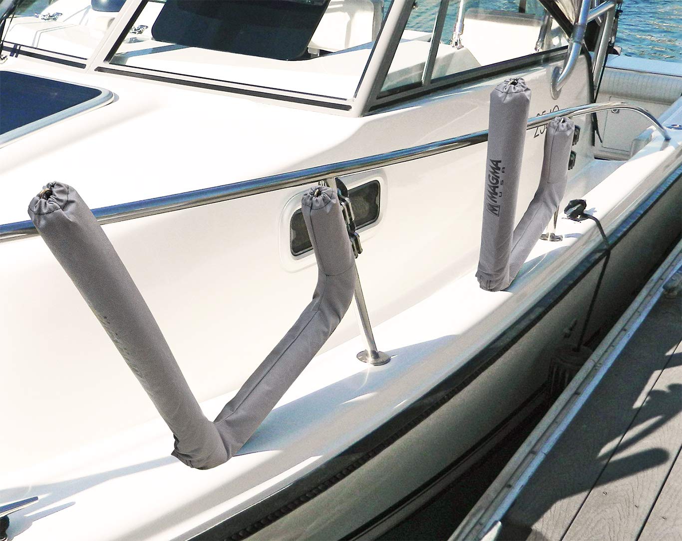 Magma Kayak/SUP Boat Rack R10-626 - 304 Stainless Steel Storage for Kayaks & Paddle Boards - Fits Standard Round Rail - Includes Padding & Tie-Down Points - Quick-Release Knob System
