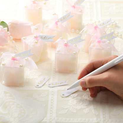 Nuanchu 30 Sets Bridal Shower Favors Pink 1.6" Mini Bubble Candles Wedding Favors Gifts for Guests Aesthetic Bubble Candles Baby Shower Favor with Thank You Card Ribbon for DIY Baptism Gift