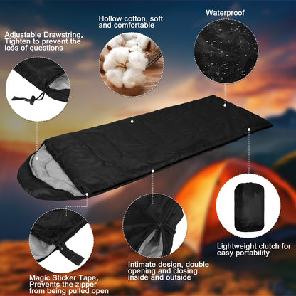 VitalCozy 24 Pcs Sleeping Bags for Adults Bulk Lightweight Waterproof Backpacking Camping Sleeping Bag with Compression Sack, Portable Compact for Winter Hiking Outdoor Camping Essential(Black)