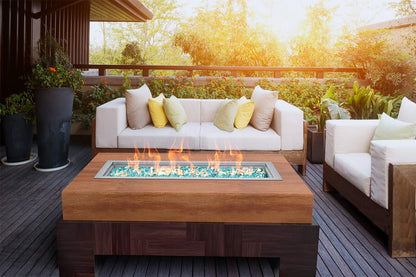 Skyflame Rectangular Stainless Steel Drop-in Fire Pit Pan and Burner with Burner Cover, 24 by 8 Inch Burning Area