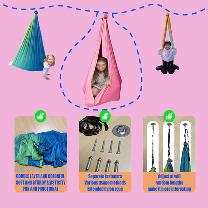 Swing Stand Frame with Sensory Pod Swings and Chair,X-Shaped Swing Set,Heavy-Duty Metal Hammock Chair Stand, Indoor Outdoor 330LBS(Pink)