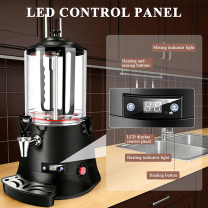 10L Commercial Hot Chocolate Machine & Beverage Dispenser - 110V Electric Warmer for Coffee, Hot Chocolate & Milk Tea, Professional Grade for Cafes & Restaurants