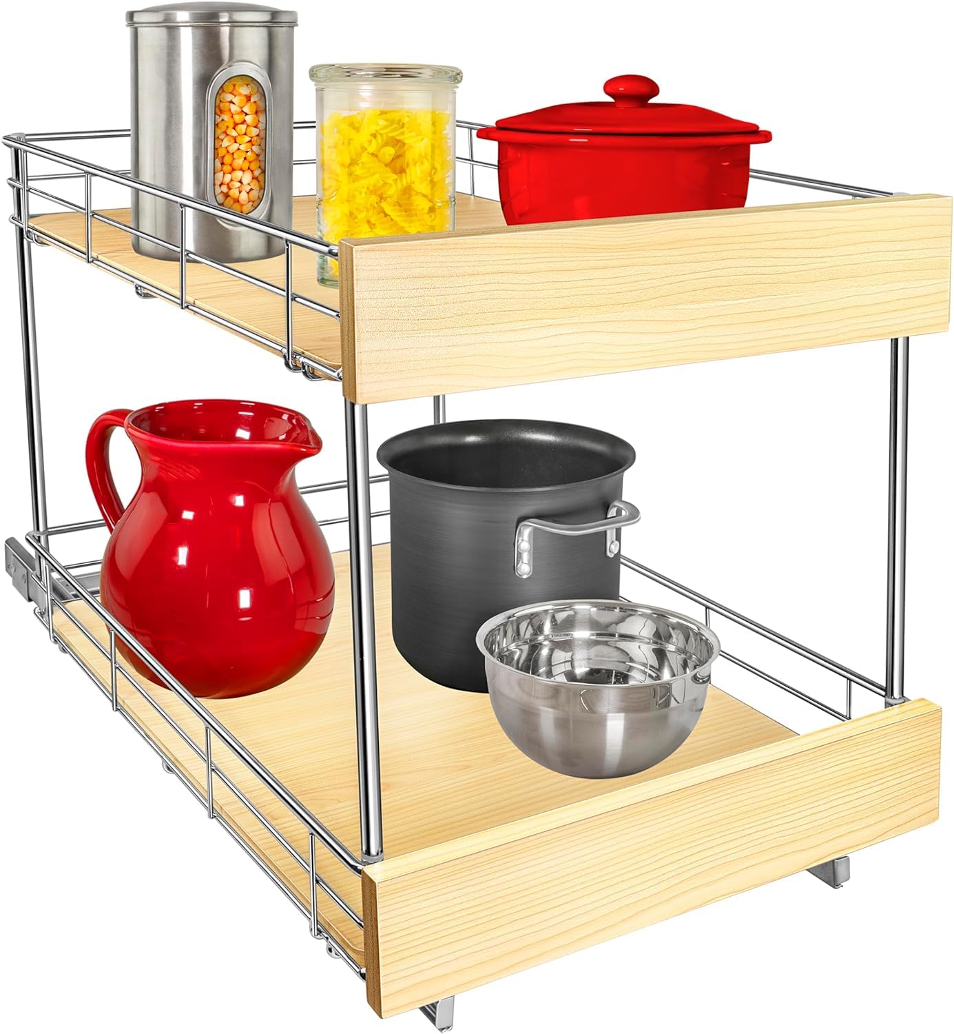 LYNK PROFESSIONAL® SELECT™ Pull Out Cabinet Organizer - 14" x 21" - Slide Out Cabinet Organizer for Kitchens - Sliding Shelves - Pull Out Drawer, Pots and Pans Storage - Lifetime Ltd Warranty - 2 Tier