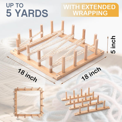 Leinuosen 5 Yard Wood Warping Board Foiling Board Weaving Loom Tools & Accessories Loom Knitting Kit for Beginner Arts & Crafts Supplies