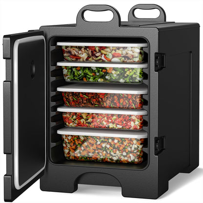 COSTWAY Catering Food Warmers, Hot Boxes Catering for 5 Full-Size Pan, 81 Quart Capacity, Stackable Design, Handles, Portable Insulated Food Carrier for Family Gathering, Canteen, Restaurant