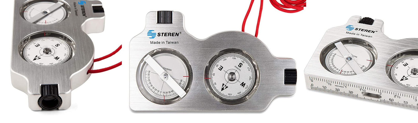 STEREN Multifunctional Surveyor Compass with Clinometer | Durable Aluminum Satellite Finder & Inclinometer | Accurate Tripod-Mountable Compass for Forestry, Offroad Surveying, and Site Navigation
