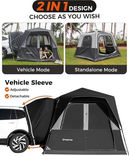 KingCamp SUV Tent, Instant 6-8 Person Waterproof & Windproof Tailgate Car Camping Tent with Movie Screen for Family Camping & Outdoor Adventures