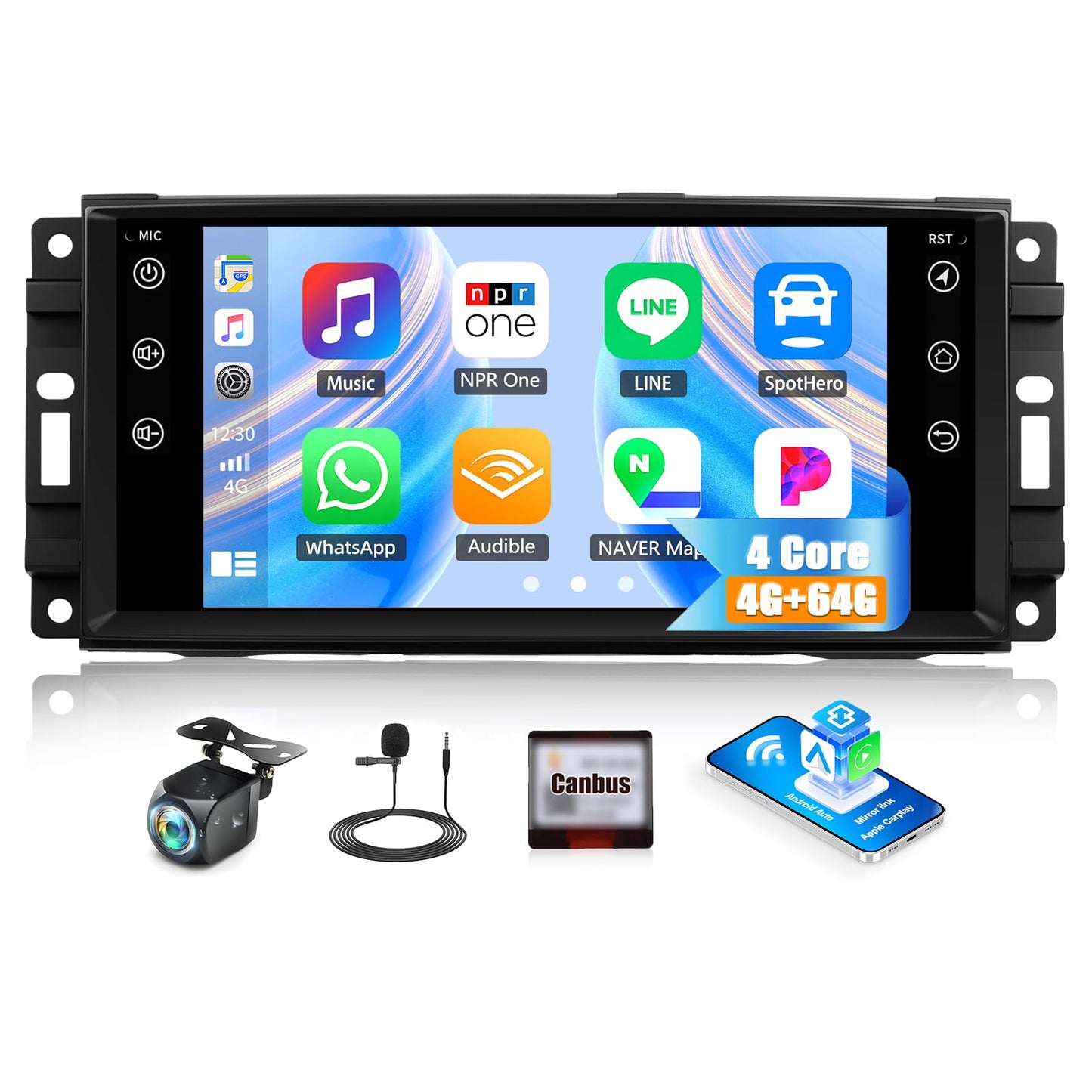 [4+64G] Android 15 Car Stereo for Jeep Wrangler JK 2007-2018/Compass/Patriot&Chrysler/Dodge RAM Charger,7 Inch Car Radio with Wireless Carplay&Android Auto|Bluetooth 5.0 FM/RDS WiFi GPS EQ SWC
