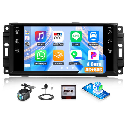[4+64G] Android 15 Car Stereo for Jeep Wrangler JK 2007-2018/Compass/Patriot&Chrysler/Dodge RAM Charger,7 Inch Car Radio with Wireless Carplay&Android Auto|Bluetooth 5.0 FM/RDS WiFi GPS EQ SWC