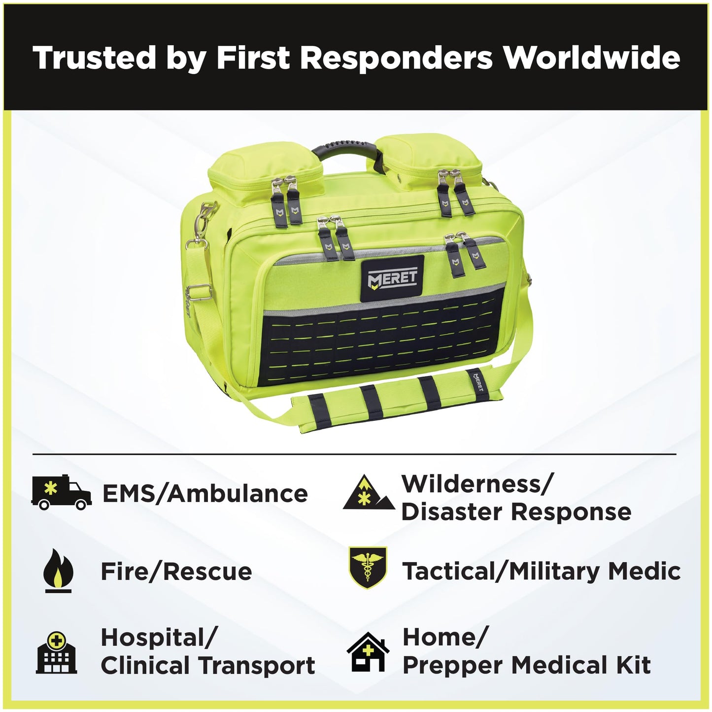 MERET OMNI PRO X Emergency Medical Backpack – Modular Trauma & First Aid Organizer with Easy to Clean Material – MOLLE Compatible – High Viz Yellow