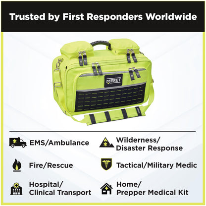 MERET OMNI PRO X Emergency Medical Backpack – Modular Trauma & First Aid Organizer with Easy to Clean Material – MOLLE Compatible – High Viz Yellow