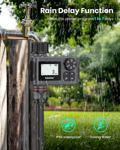 Skiennix Water Timer - 2 PCS Outdoor Garden Hose Sprinkler with Rain Delay & Automatic Drip Irrigation