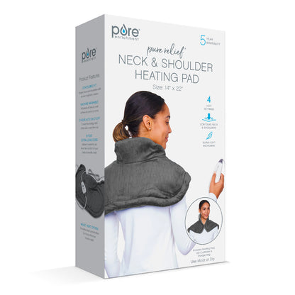Pure Enrichment PureRelief Neck & Shoulder Heating Pad - 4 Heat Settings, Auto Shut-Off, Universal Fit, Magnet Closure, Soft Micromink, Storage Bag, 5-Year Warranty, Machine Wash (Turquoise Blue)