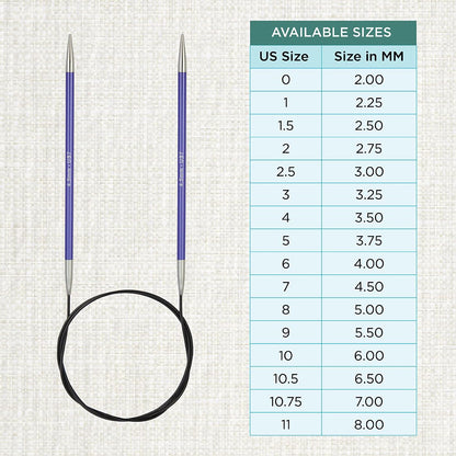 KnitPro Zing Fixed Circular Needles 16" (40cm) | US Size 7 (4.5mm)