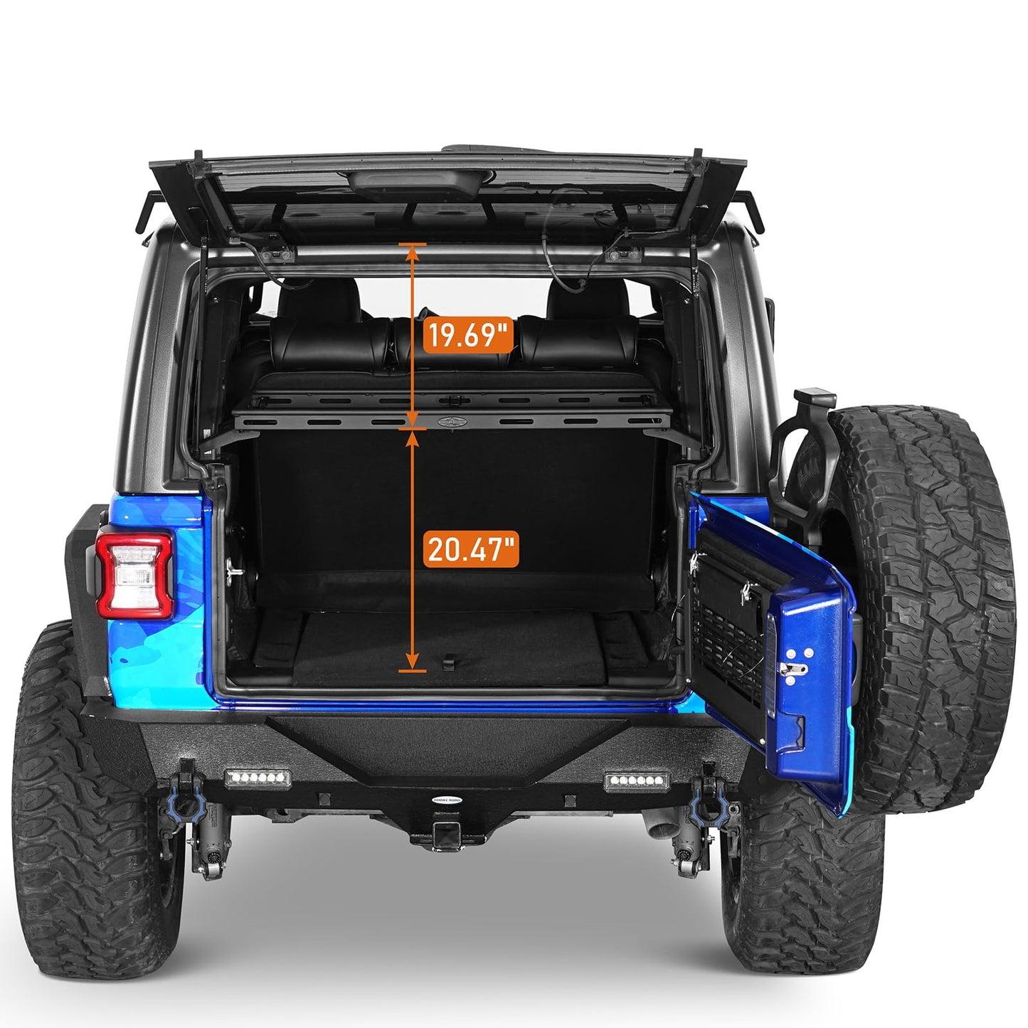 Hooke Road Rear Trunk Cargo Rack Basket Tray for 2007-2026 Jeep Wrangler JK JL 4-Door Hardtops, Sturdy Steel Shelf for Camping Trip Gear