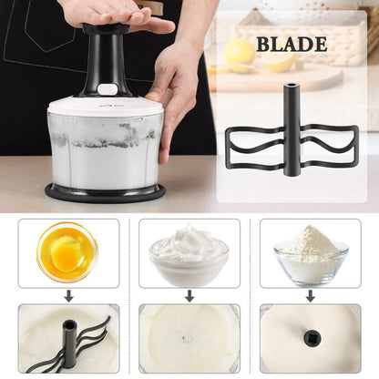 Smile mom Vegetable Chopper Food Chopper, Quick Hand Press Chopper Dicer, Pro Food Cutter, Easy to Chop Vegetables, Fruits, Herbs, Salsa, Puree, Pesto, ABS Food Grade Material 1.2L White