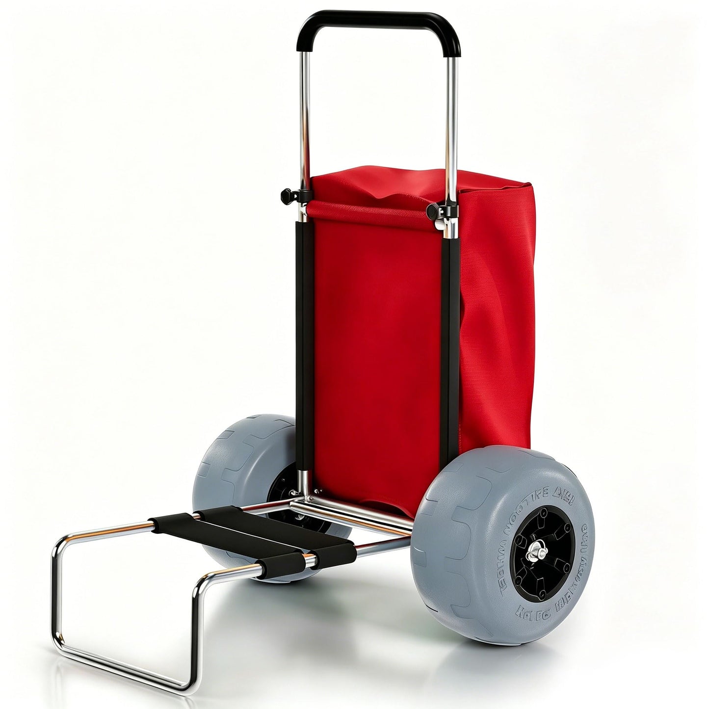 PYY Beach Cart with 13" Big Balloon Wheels for Sand, 352LBS Loading Capacity, Lightweight Folding Aluminum Beach Dolly Wagon Trolley Buggy with 15"*23" Large Cargo Deck, 33"-51.6" Gray