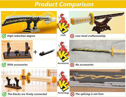 39inch for Sword Building BlockModel Samurai Sword Set withScabbard and Stand Best Gift for AnimeFans