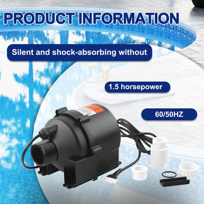 MEZOO Spa Blower Silencer Portable 1.5 Horsepower-240 Volt wtih AMP Plug-and 5 Accessories for Silencer Blower,Courtyards,lawns,and Hydromassage Systems