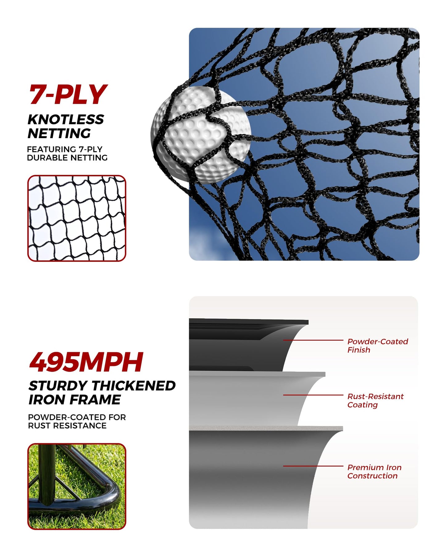 Golf Practice Net Set 10x7.5FT, Heavy Duty Golf Hitting Net for Backyard & Indoor Training, Golf Swing Practice Net with Ball Return System, Extended Top Barrier, Target Cloth & Carry Bag.