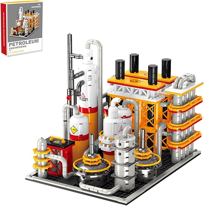 City Gas Station Building JJ9222 Set 734pcs Modular Chemical Plant Bricks Kit with Storage Tank &amp Lab Compatible with Lego City MOC Display Model for Adults &amp Kids Age 6+