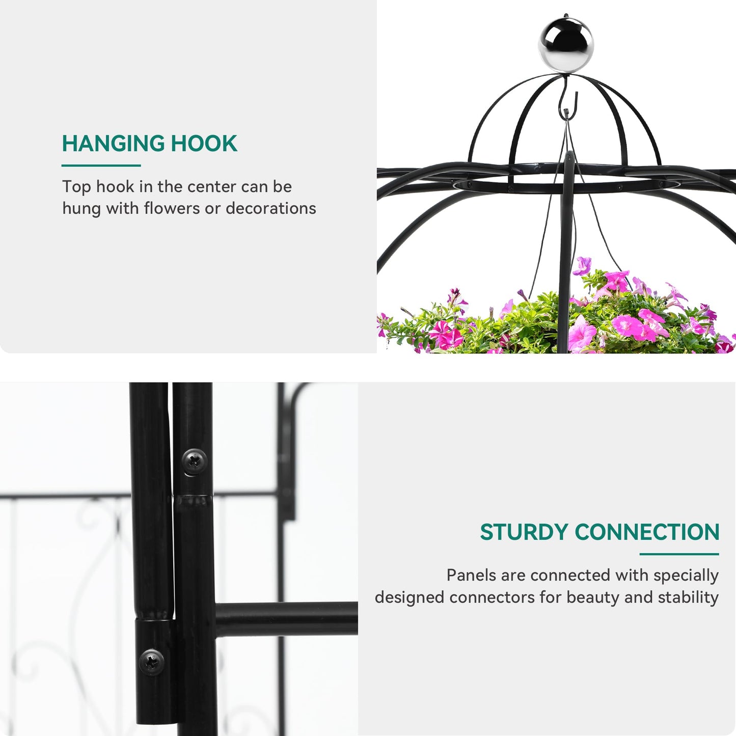 Ultym Birdcage Shape Garden Arch Arbors, 9.8'H x 6.8'W (81.5"W x 118"H) Pergola Pavilion for Climbing Plants Outdoor, Wedding Arches for Ceremony Party, Metal Garden Arbor for Patio, Backyard (Black)